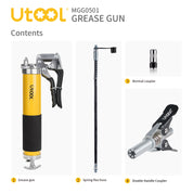 8000 PSI Manual Grease Gun Standard Set, Yellow