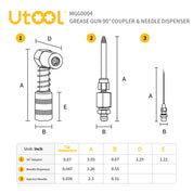 90 Degree Grease Needle Injection Nozzle 3-Piece Set