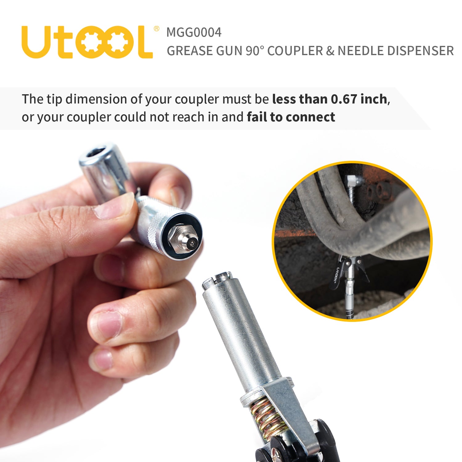 90 Degree Grease Needle Injection Nozzle 3-Piece Set