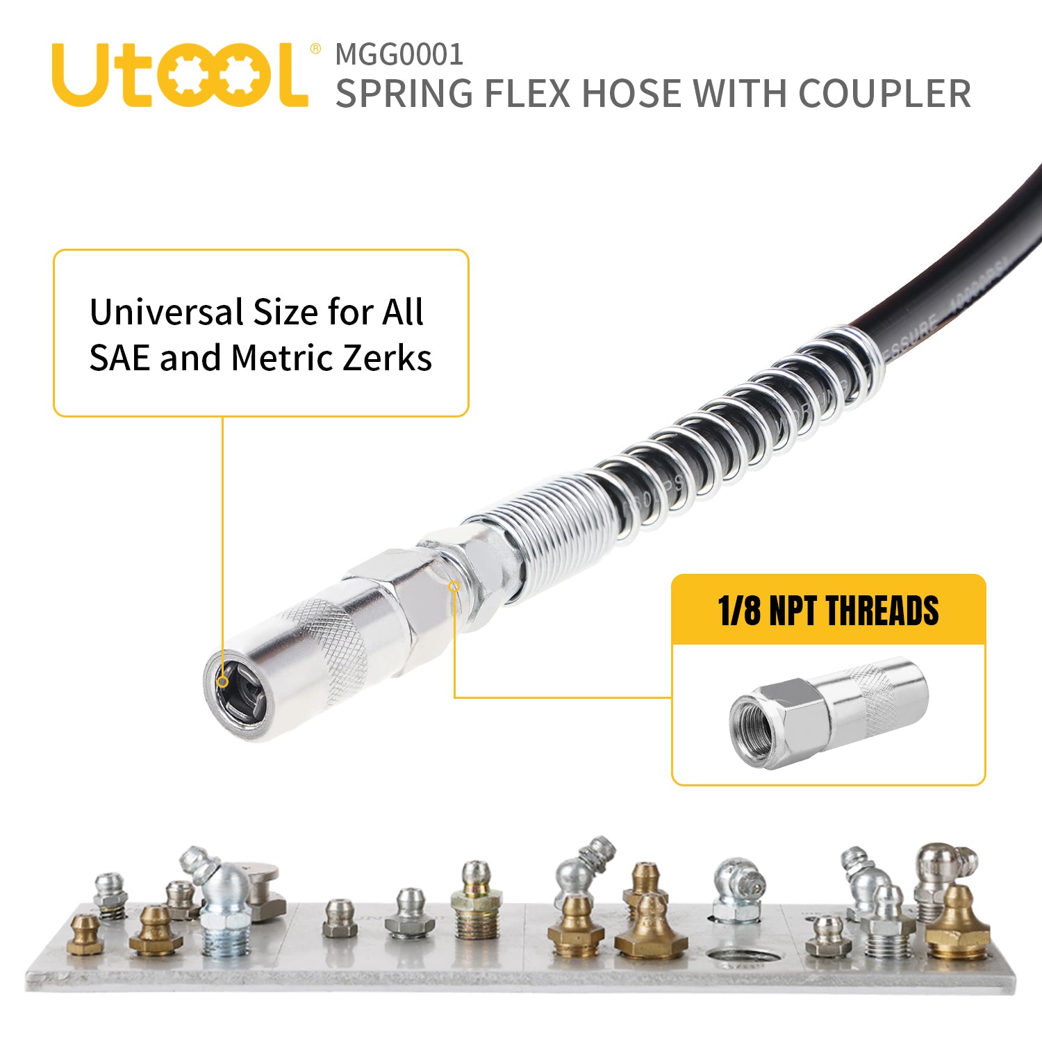 18" Resin Spring Flex Hose & 1 Normal Coupler