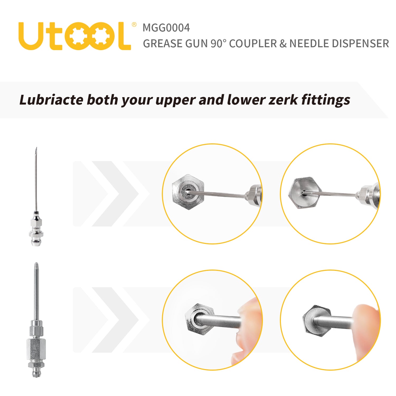 90 Degree Grease Needle Injection Nozzle 3-Piece Set
