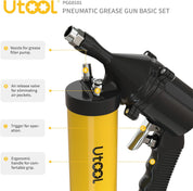 6000 PSI Pneumatic Grease Gun Basic Set, Yellow