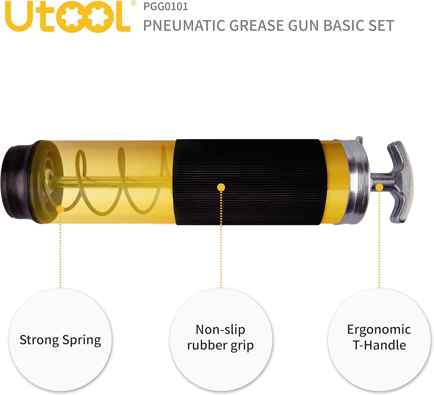 6000 PSI Pneumatic Grease Gun Basic Set, Yellow