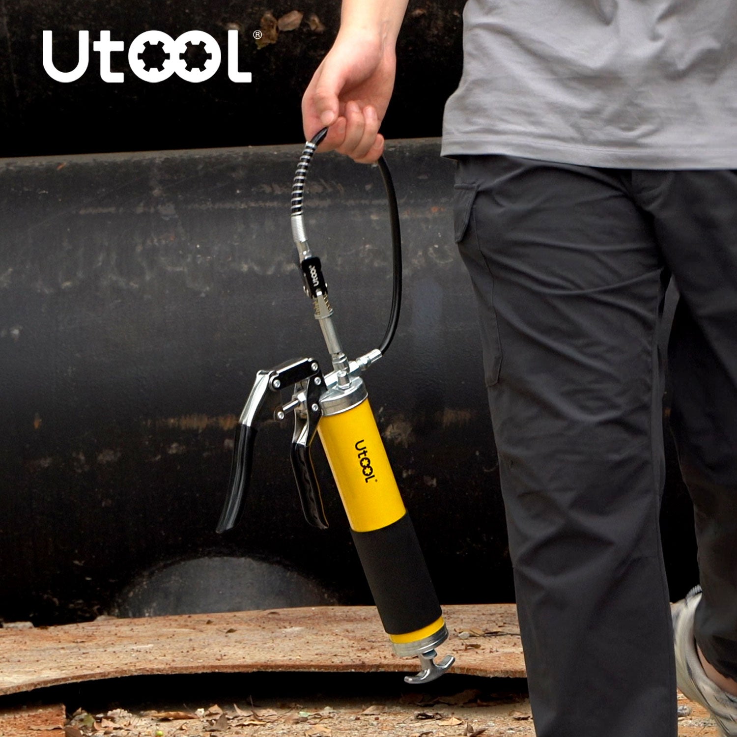 8000 PSI Manual Grease Gun Standard Set, Yellow