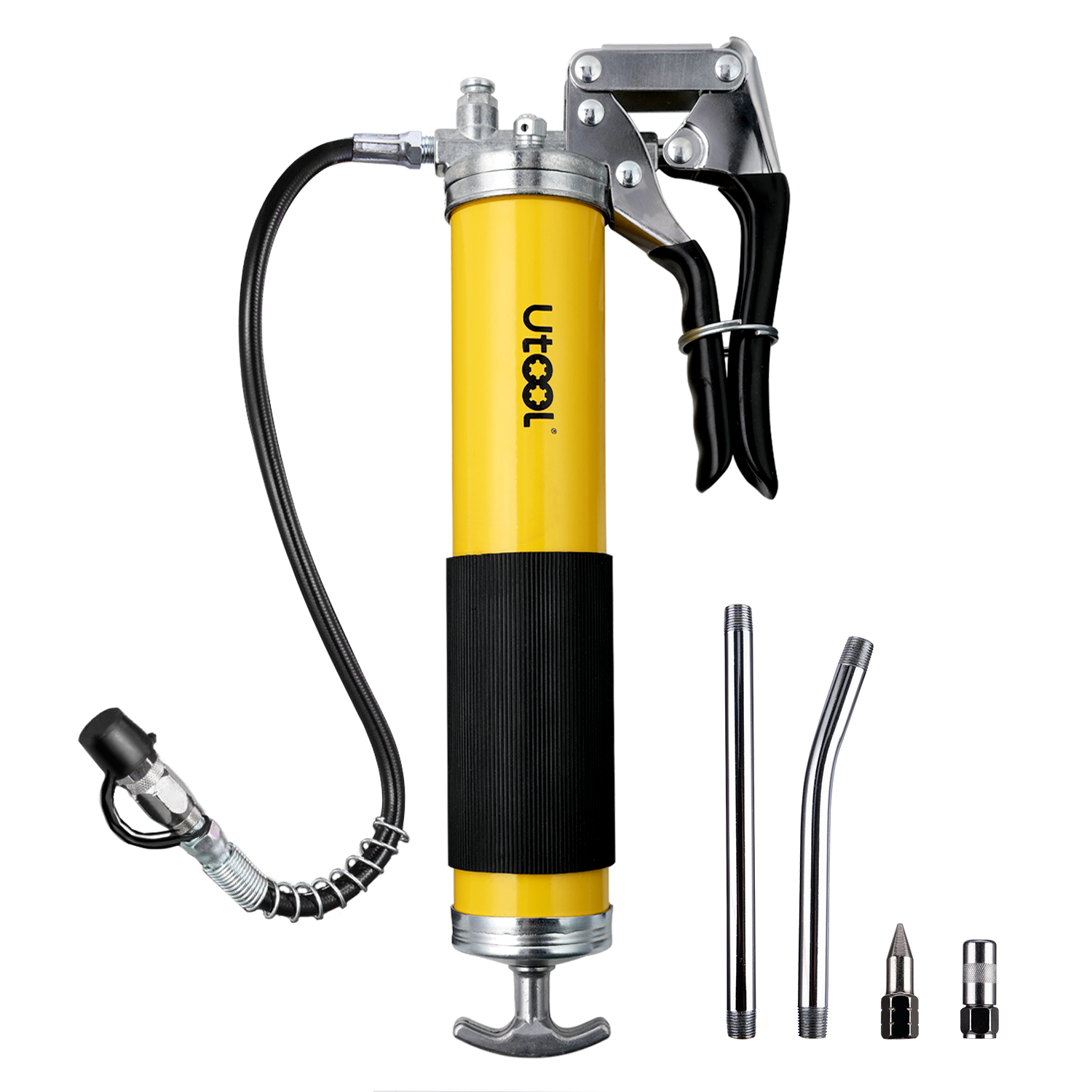 10-Piece Grease Gun Kit - Multi-Function Set With Hoses & Couplers For Air Or Manual Use