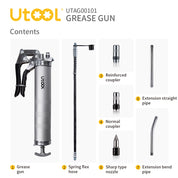 8000 PSI Manual Grease Gun Basic Set, Silver