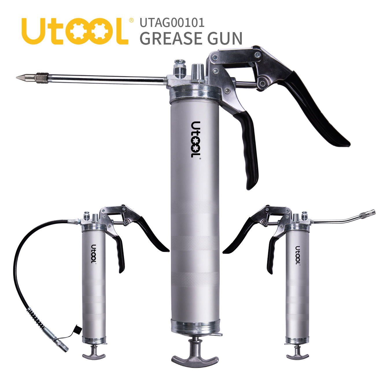 8000 PSI Manual Grease Gun Basic Set, Silver