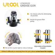 8000 PSI Manual Grease Gun Basic Set, Silver