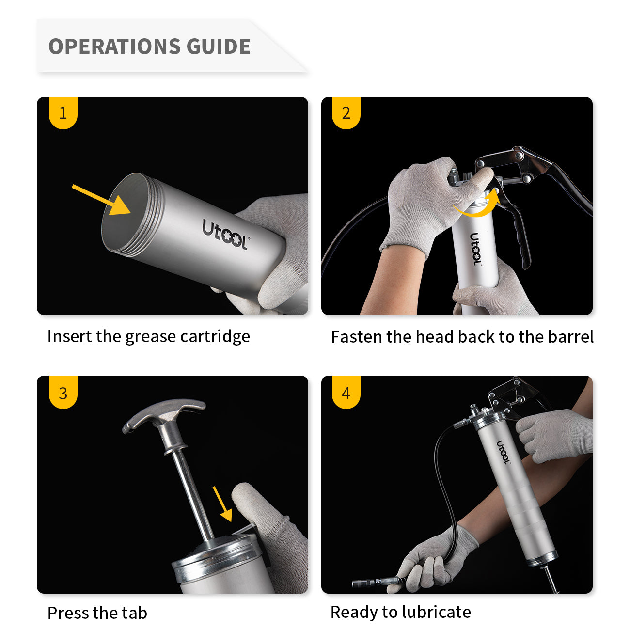 8000 PSI Manual Grease Gun Basic Set, Silver