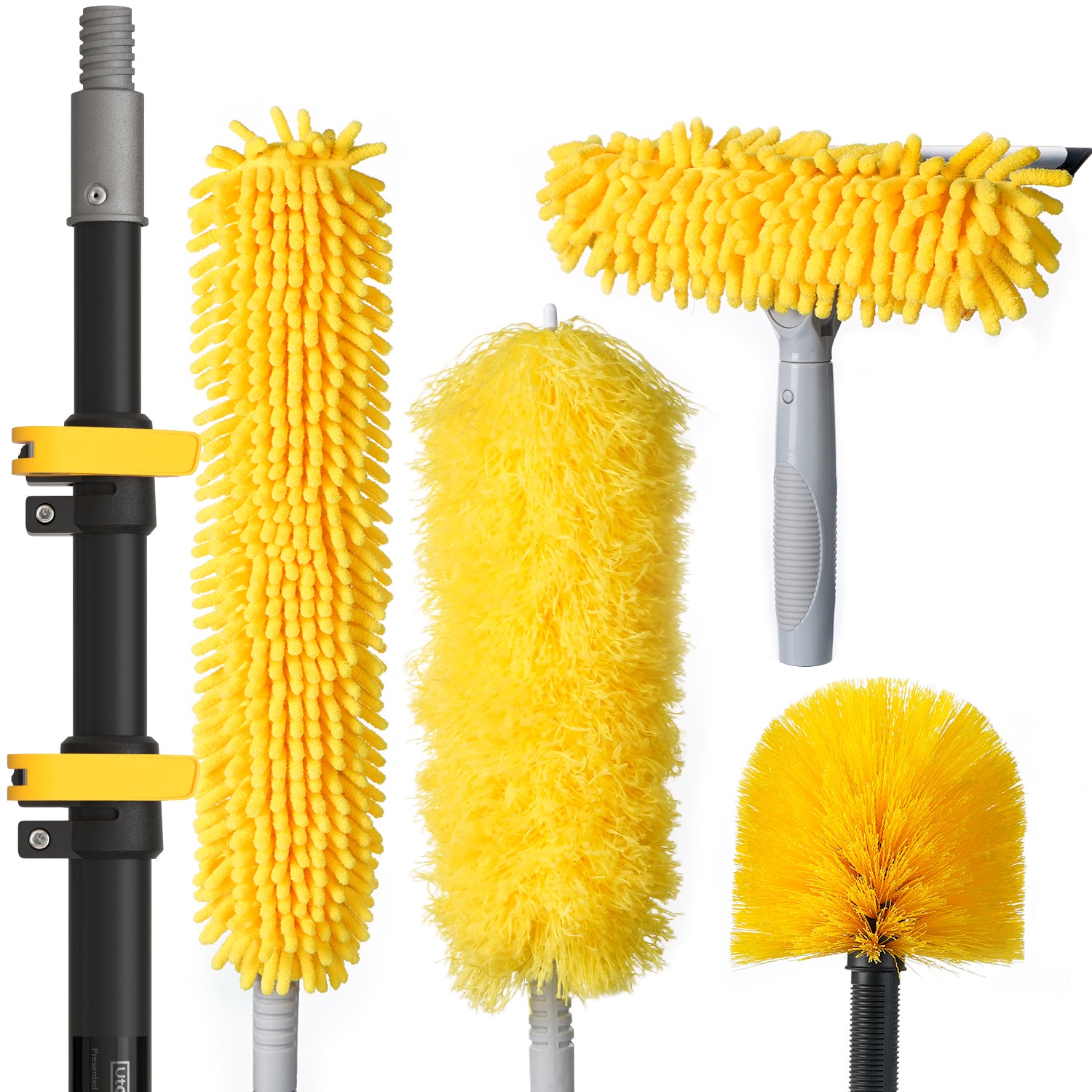 Extension Pole with Feather Duster & Window Squeegee