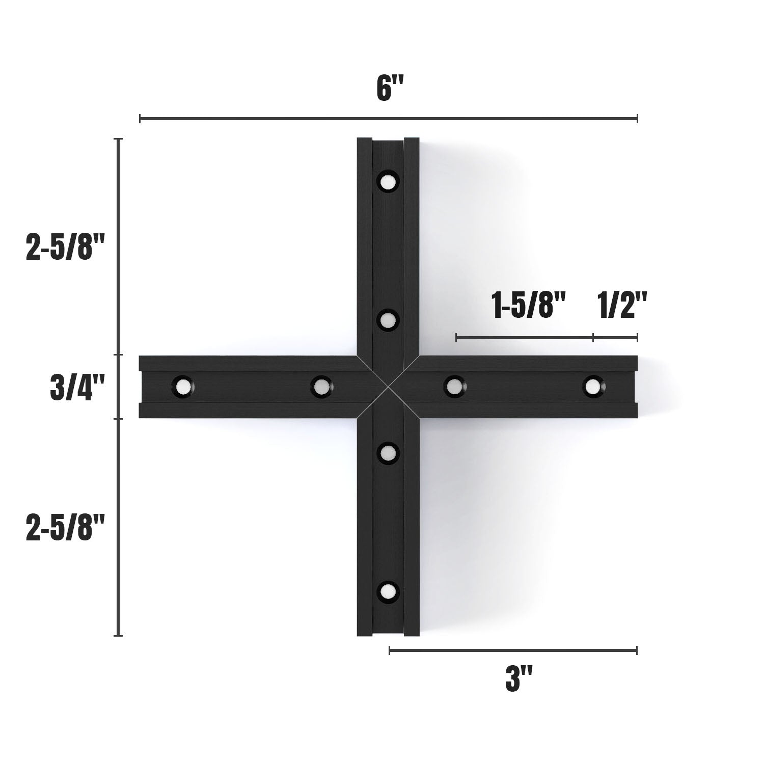 Double Cut Profile Universal T Track Intersection Kit, Black