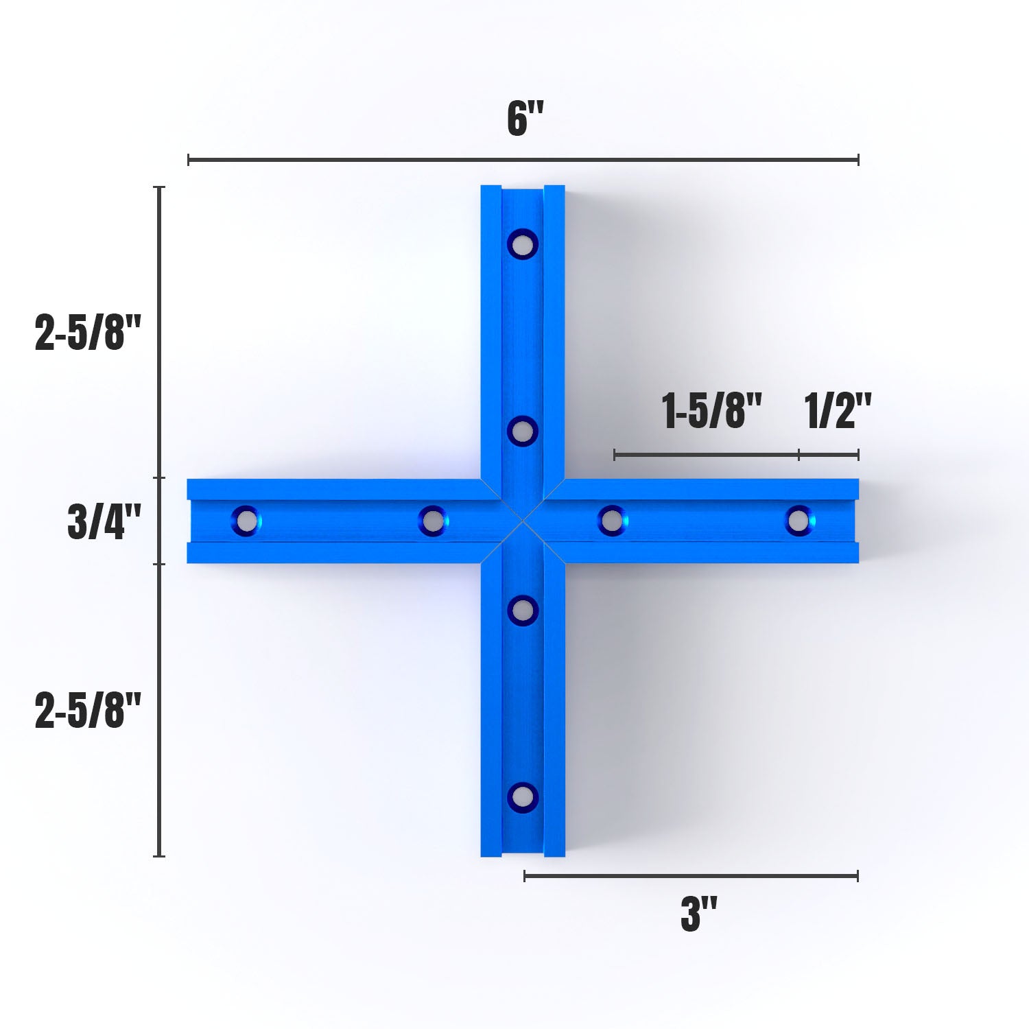 Double Cut Profile Universal T Track Intersection Kit, Blue