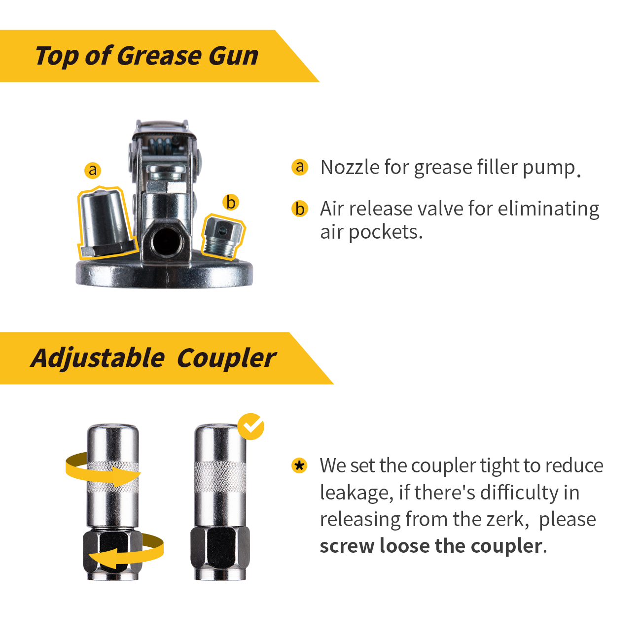 8000 PSI Manual Grease Gun Basic Set, Yellow