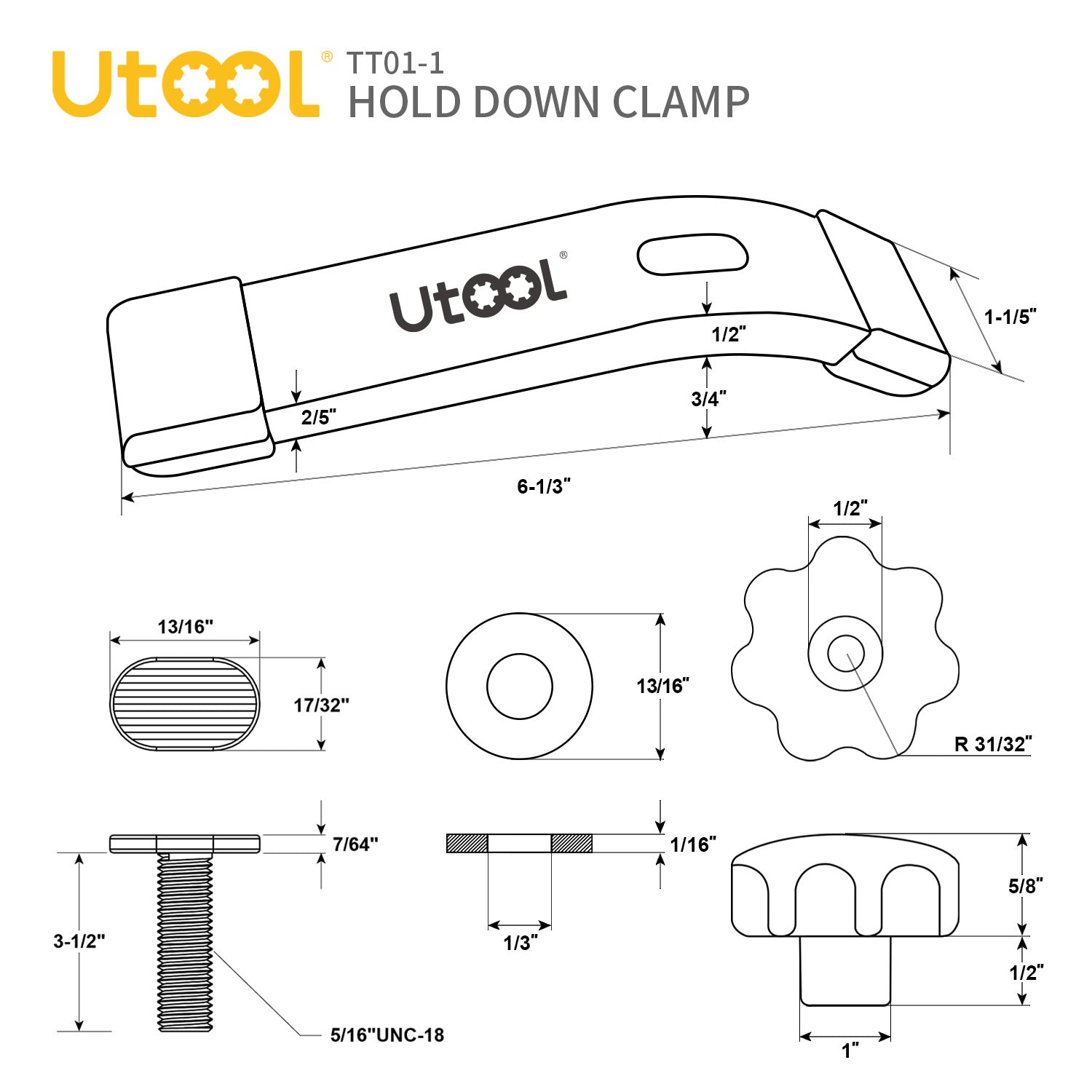 T Track Hold Down Clamps Kit, Blue