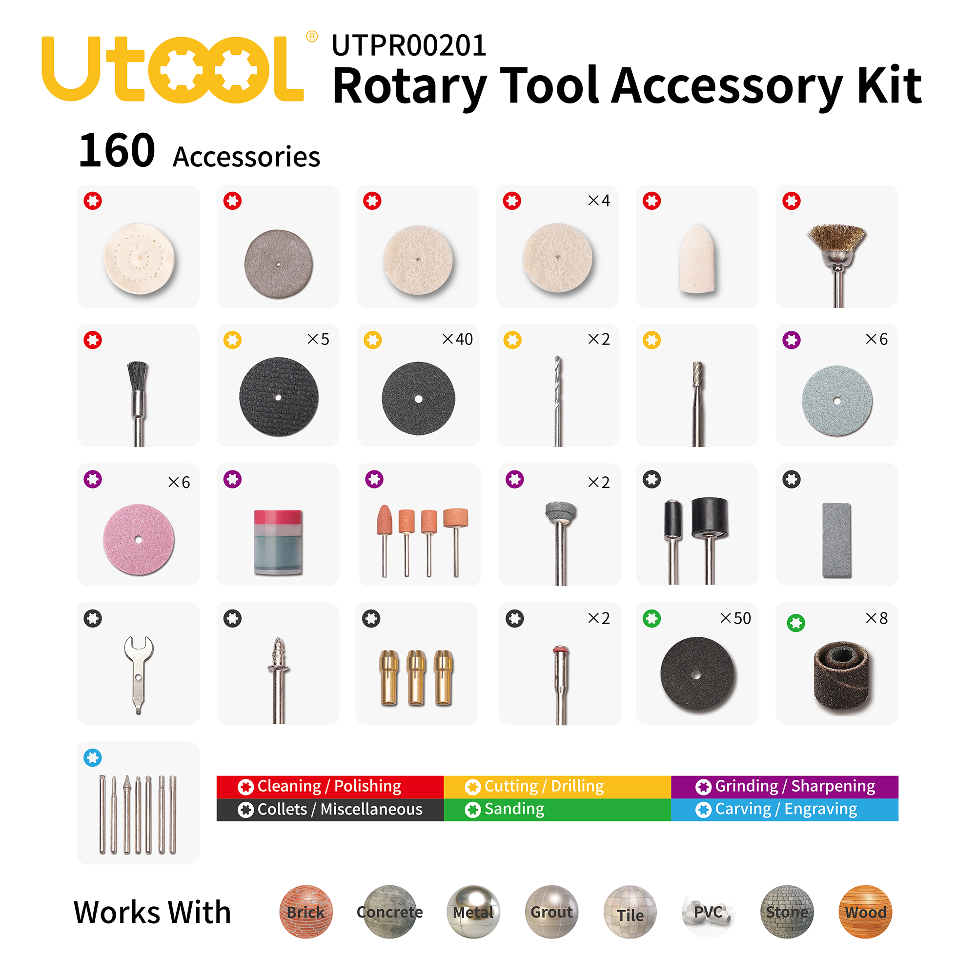 160pcs Rotary Tool Accessories Kit
