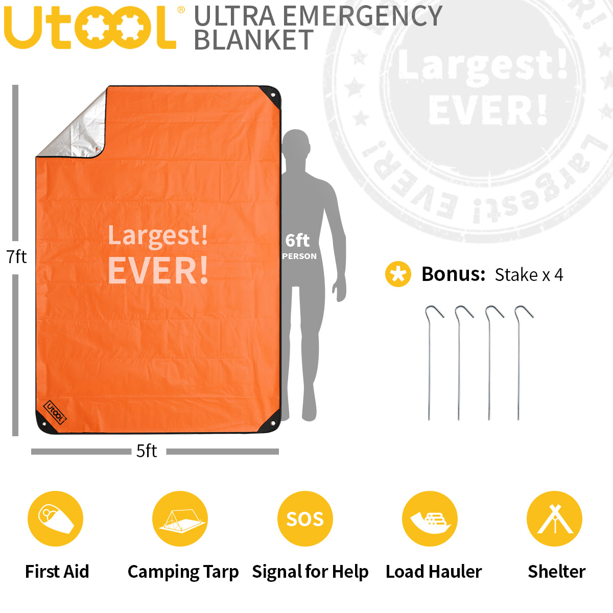 5 Layer Emergency Blanket, Orange