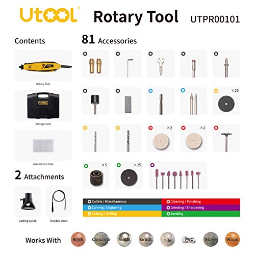 Utool 130W Rotary Tool Kit, Yellow