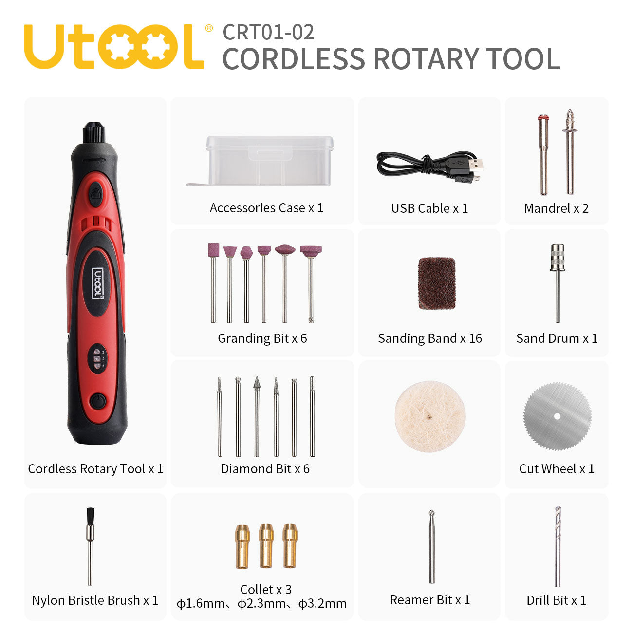 3.7V Cordless Rotary Tool Set, Red